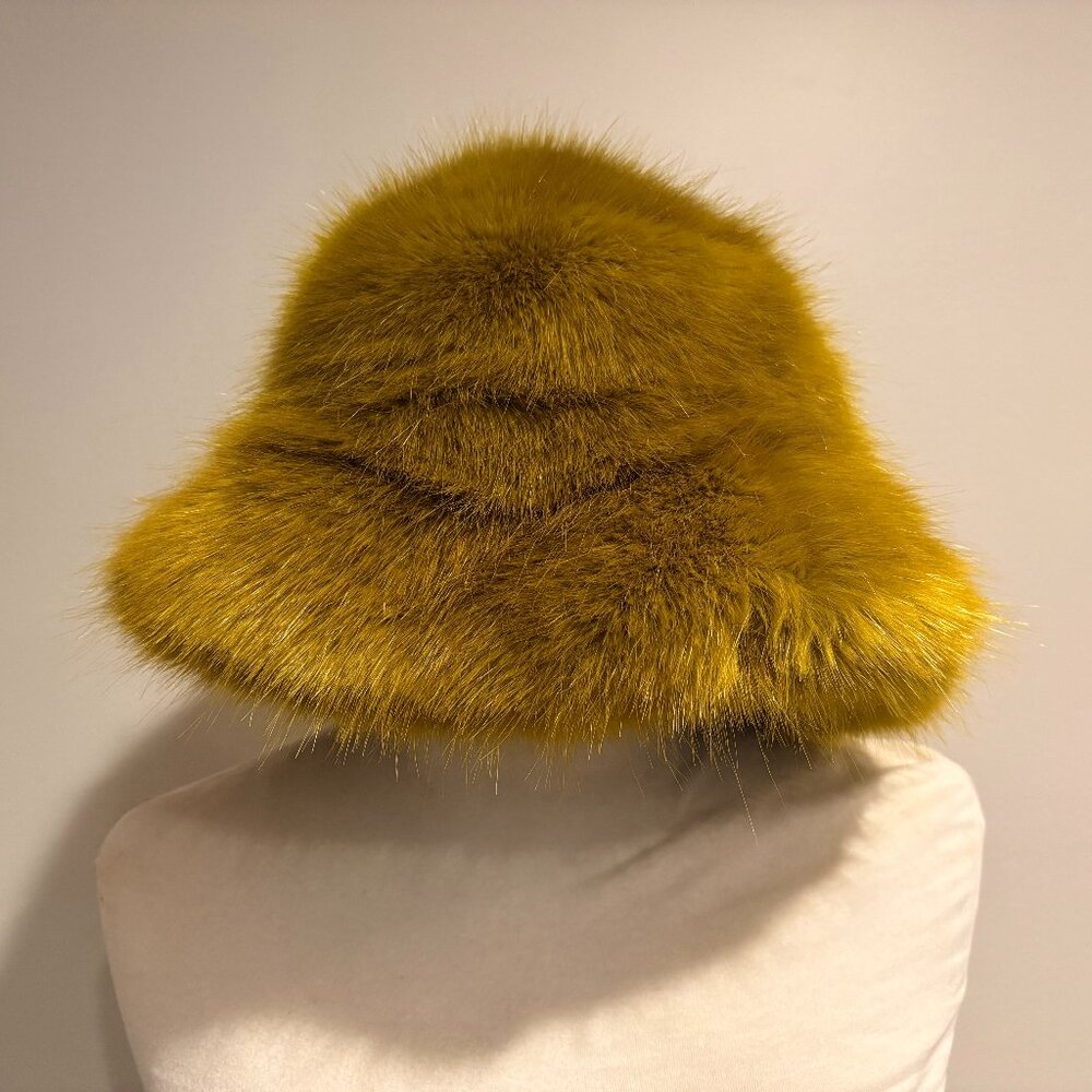 Fuzzy furry olive green large winter hat